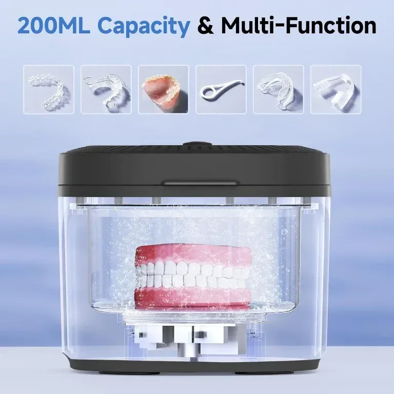 Ултразвукова почистваща машина Gopink Retainer, черна, 45KHz с UV светлина — снимка 5