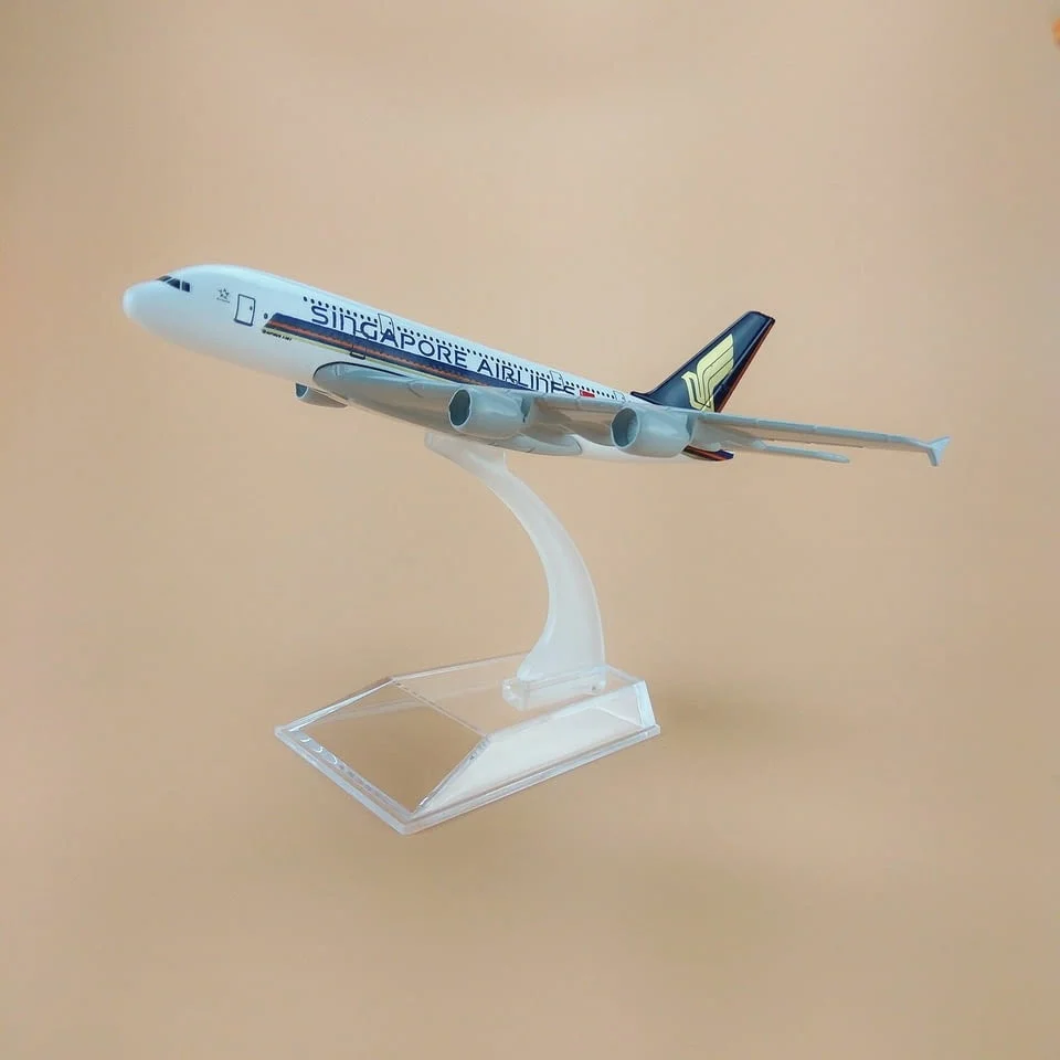 Еърбъс 380 самолет модел макет Singapore Airlines метален A380 пътнически летище — снимка 6