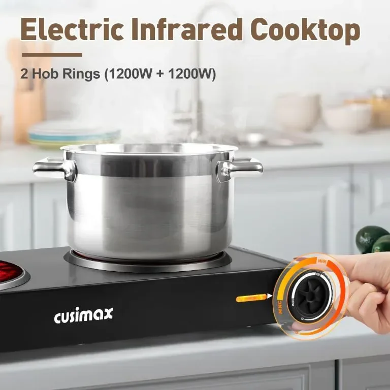 Двойни котлони CUSIMAX със скрита дръжка, двоен електрически котлон 2400 W,преносим инфрачервен плот — снимка 3
