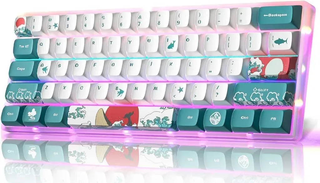 MIHIYIRY 60% кабелна игрална клавиатура, 61 клавиша SK механична клавиатура, RGB подсветка