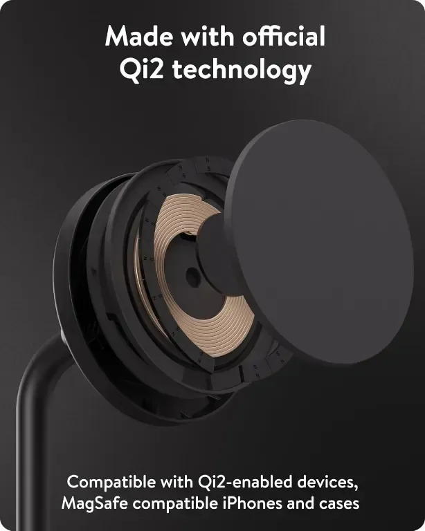 Mous Стойка - безжично зарядно 2 в 1, 15W Qi2, Съвместим с MagSafe — снимка 3