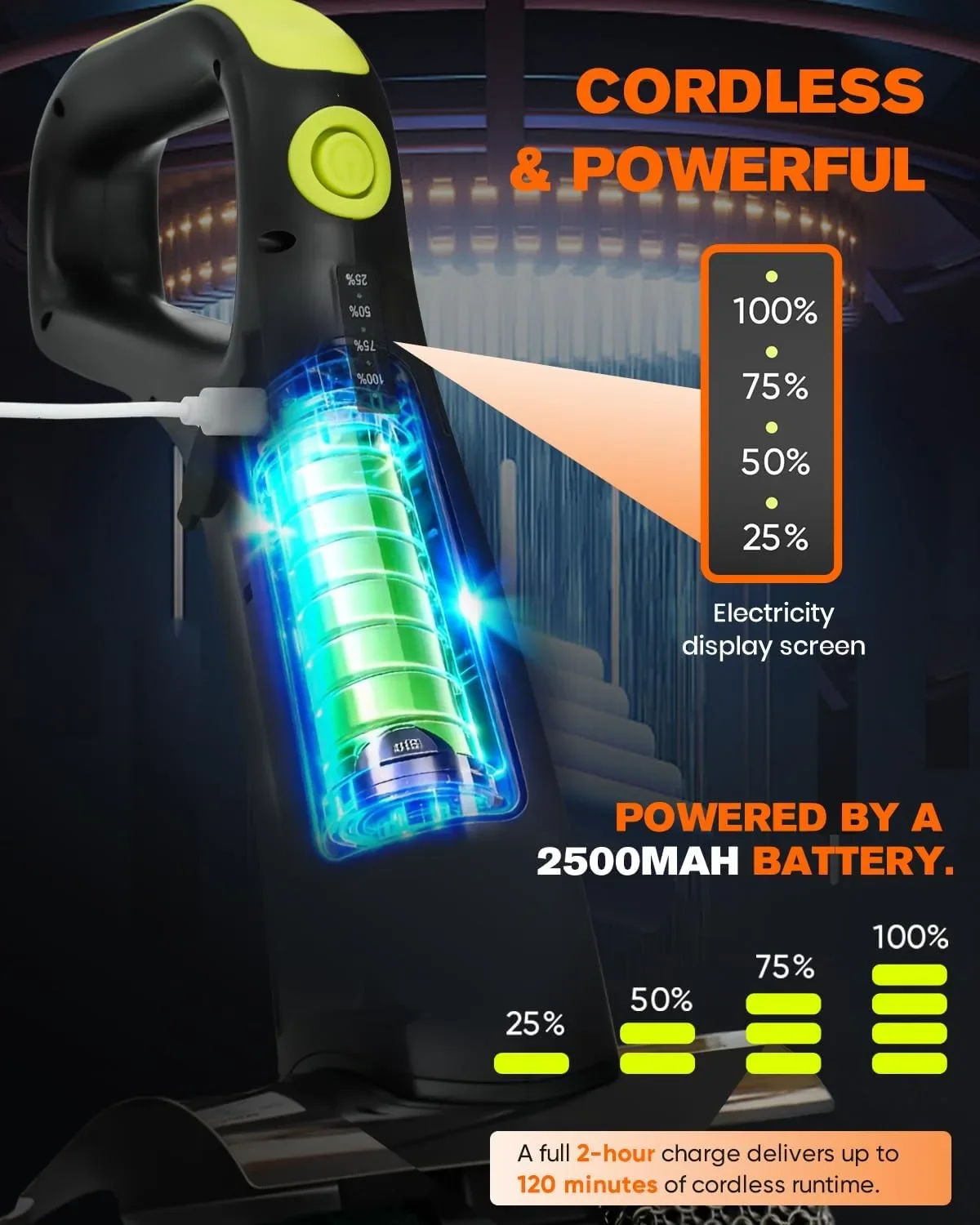SAKER Electric Grill Brush HK05E-B – безжична почистваща четка за скара с LED фенер и 3 глави — снимка 3