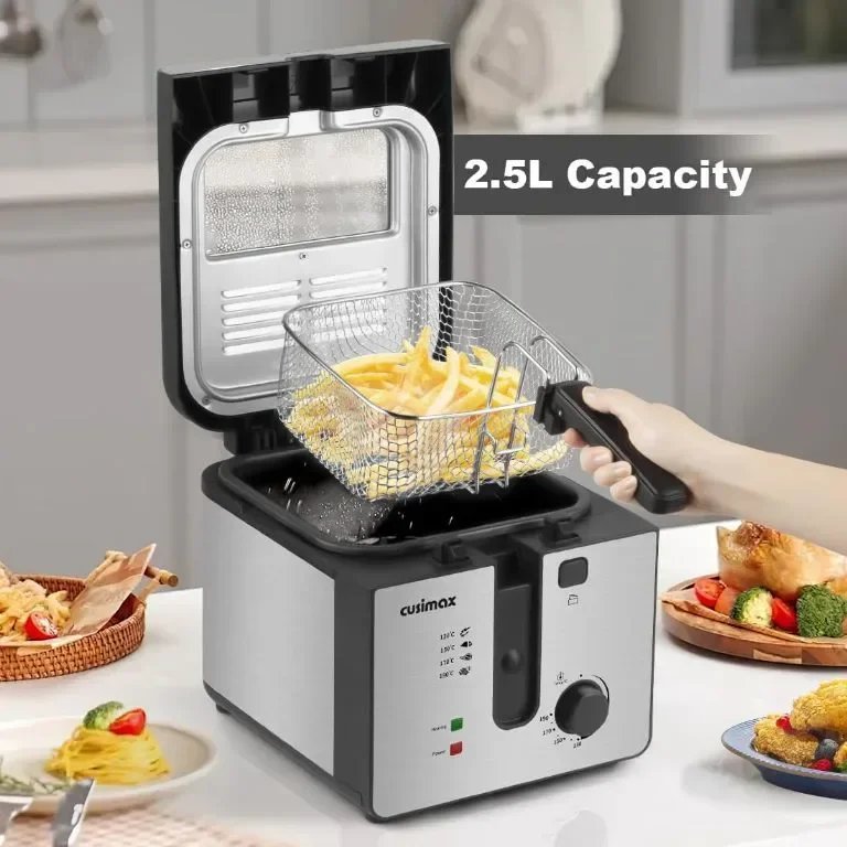 Фритюрник CUSIMAX, 2,5 л фритюрник с незалепващо покритие, сребрист — снимка 5