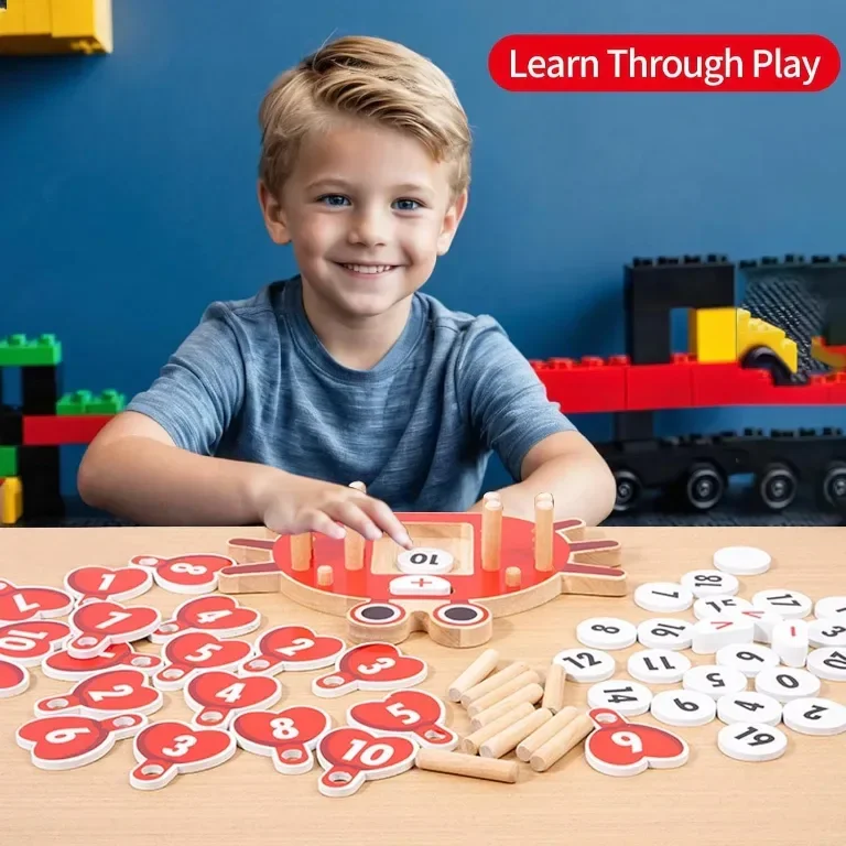 KUKUTrue® Монтесори дървена играчка 3-6 години, играчка за учене по математика — снимка 3