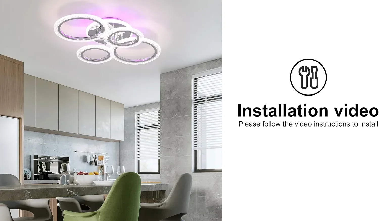 LED плафон с четири ринга 60 W и дистанционно — снимка 2