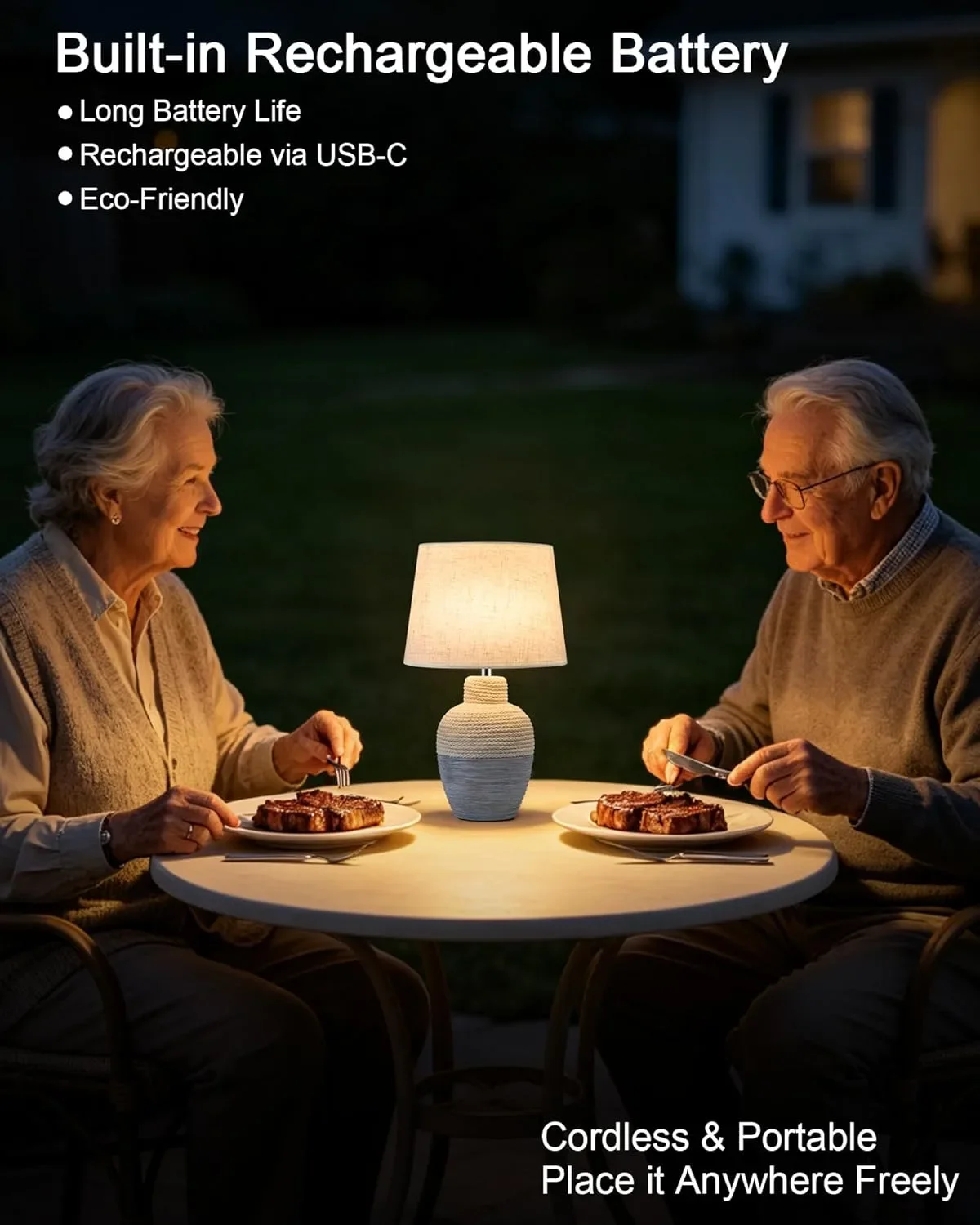 Безжима преносима LED нощна лампа с димер и RGB/температури, USB-C, дистанционно, таймер — снимка 4
