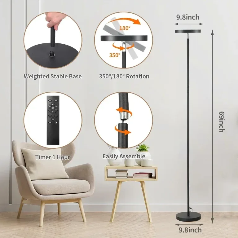LED подова лампа YOPSTAR, 36W/3600LM, модерна висока стояща лампа, дистанционно — снимка 6