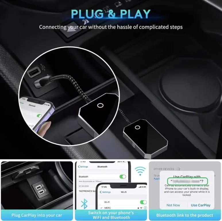 Безжичен адаптер GOQELK Carplay 2024, 2 в 1 Android Auto безжичен адаптер Carplay и Android Auto — снимка 4