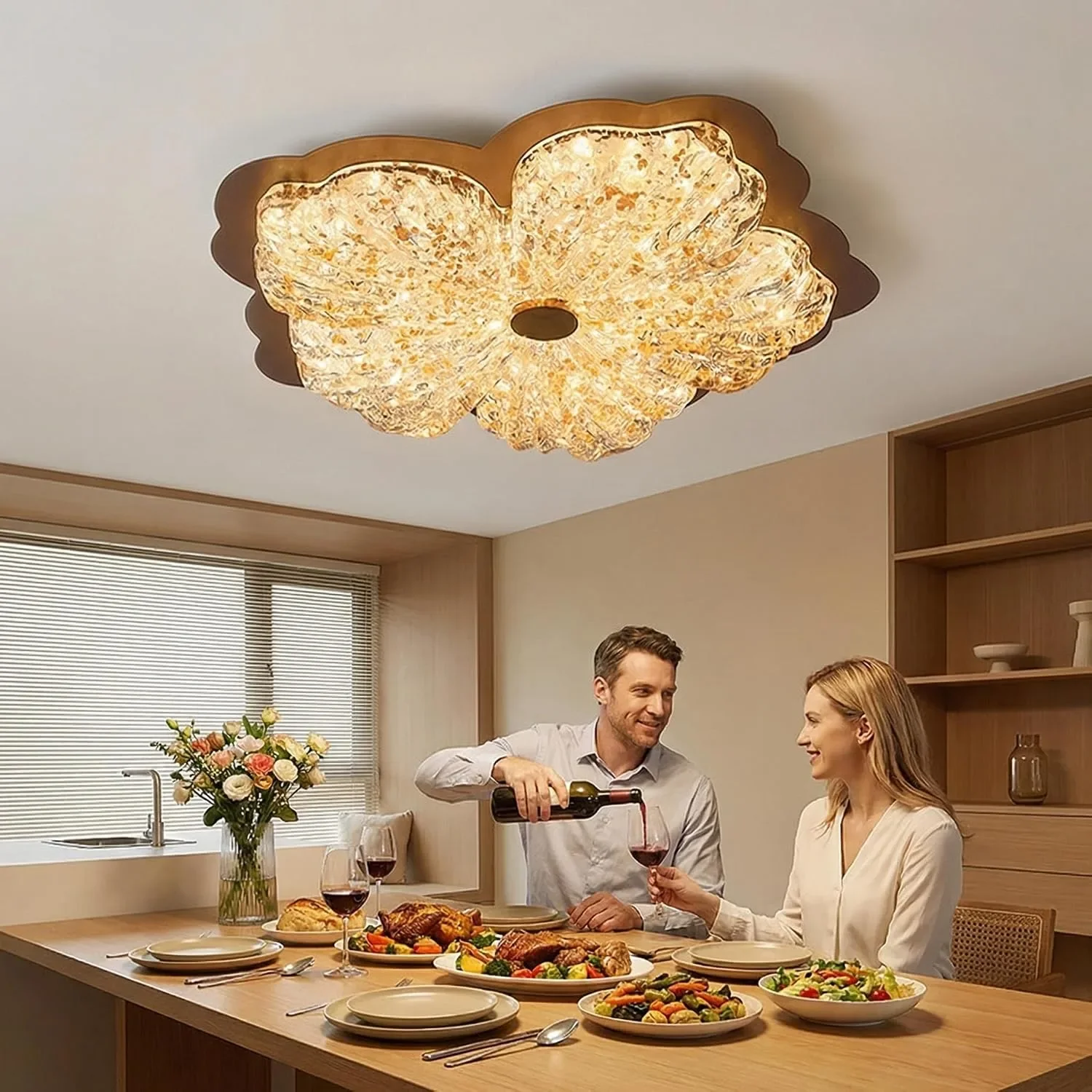 LED таванна лампа цвете 72 W с дистанционно, приложение и димиране 40 см с цветова температура — снимка 2