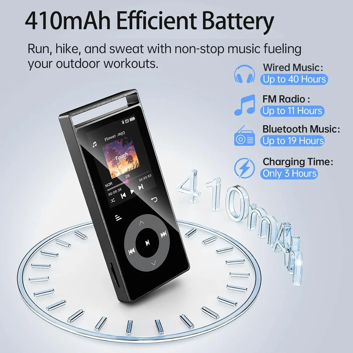 MP3 плеър 90GB Bluetooth 5.3, FM радио, HiFi звук, поддръжка до 128GB, слушалки — снимка 7