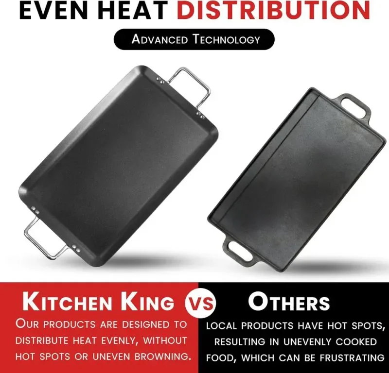 Kitchen King Griddle Plate Двустранна незалепваща плоча за барбекю и фурна, 50 X 28 см — снимка 7