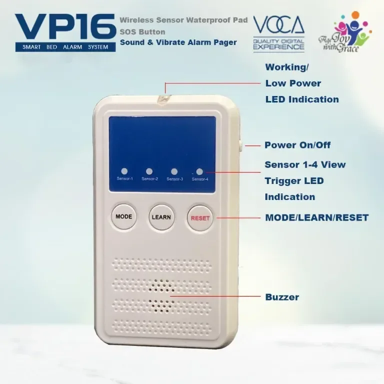 VOCA Smart Bed Alarm System за възрастни хора VP16 Безжична водоустойчива сензорна подложка пейджър — снимка 4