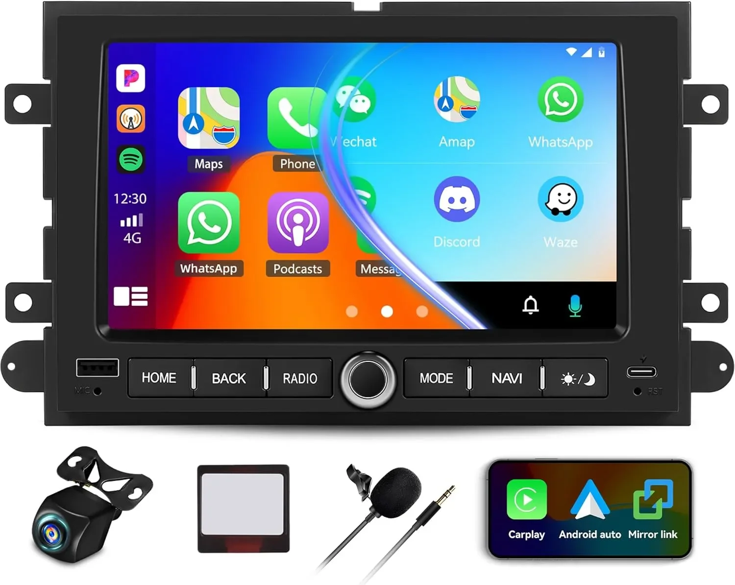 CAMECHO Android 13 автомобилна мултимедия (1G+32G) за Ford F150/F250, CarPlay/Android Auto