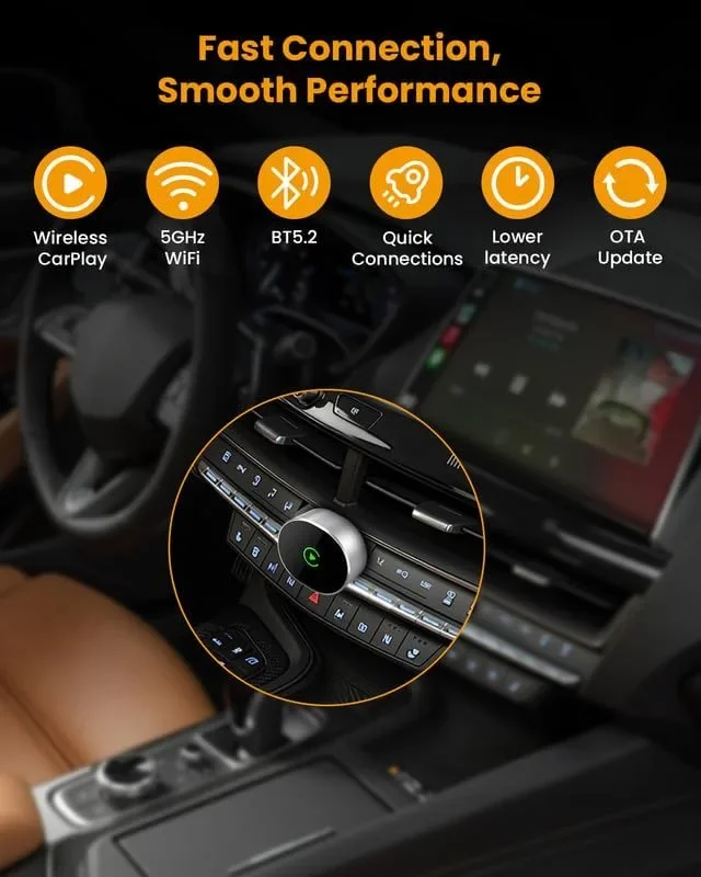 BANKKY безжичен CarPlay адаптер за iPhone (dongle), поддръжка за iOS 10+ — снимка 2