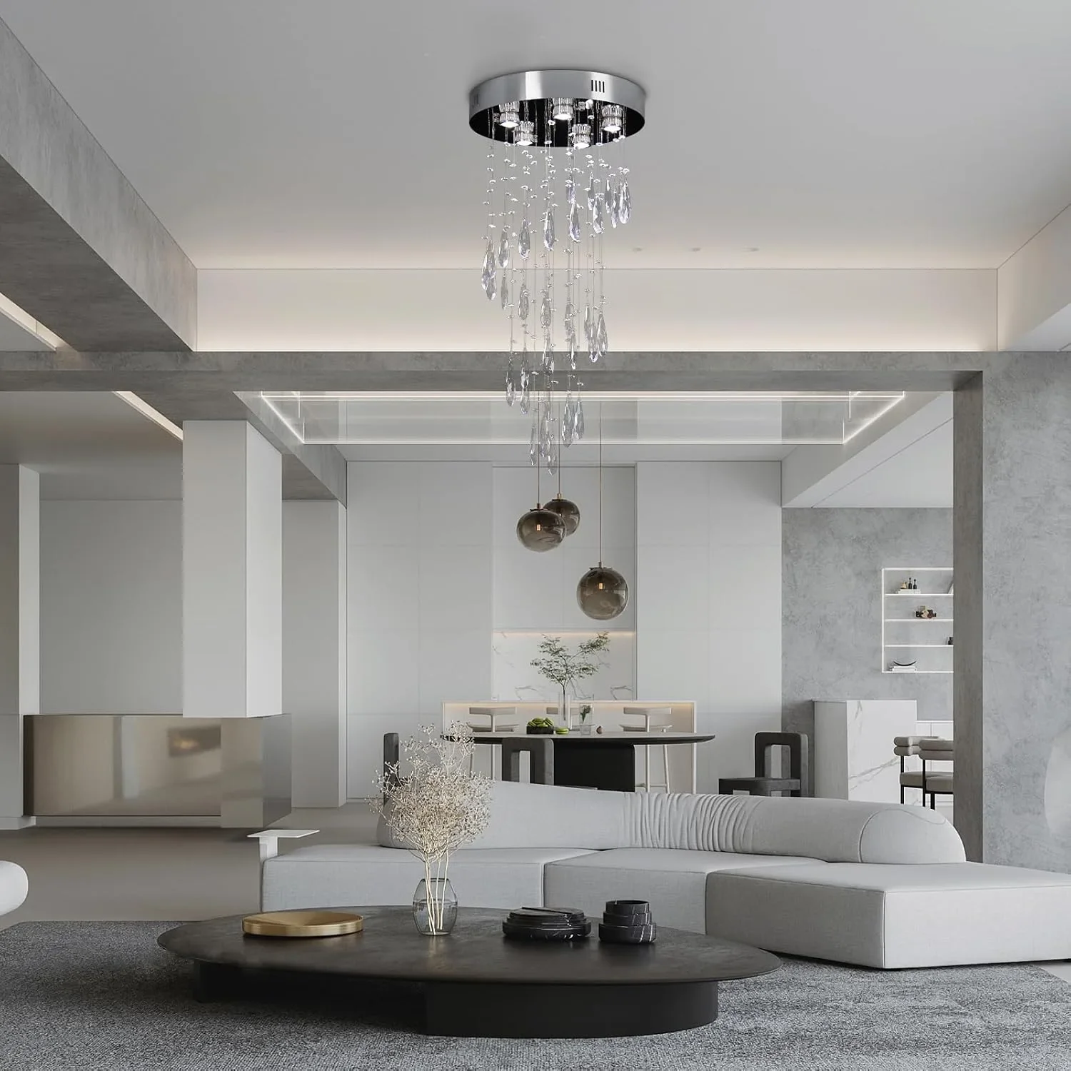 Полилей с кристални елементи и LED/крушки GU10, 5x GU10 (крушки не са включени) — снимка 7