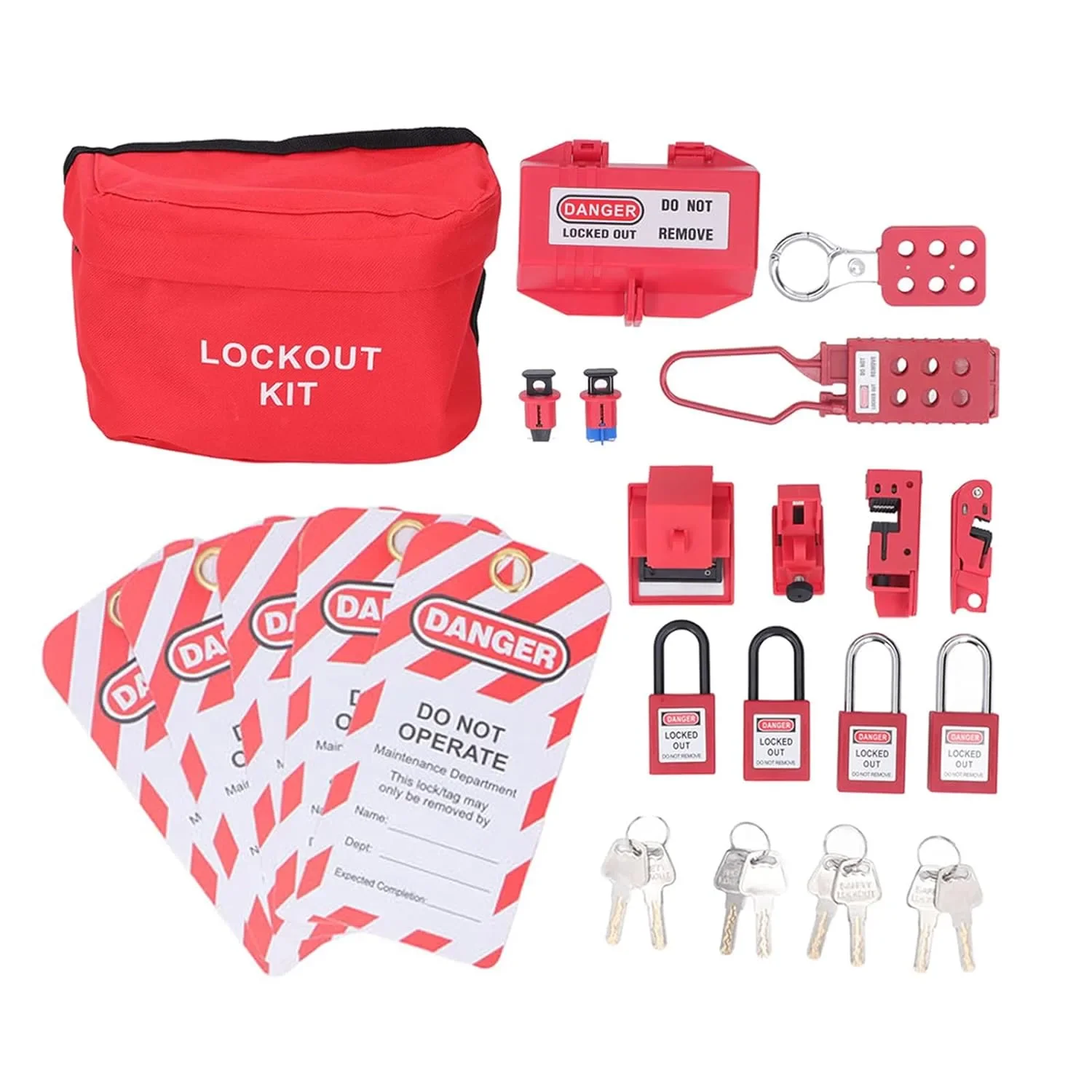 Комплект за блокиране (Lockout/Tagout) на електрически заключвания с чанта за съхранение