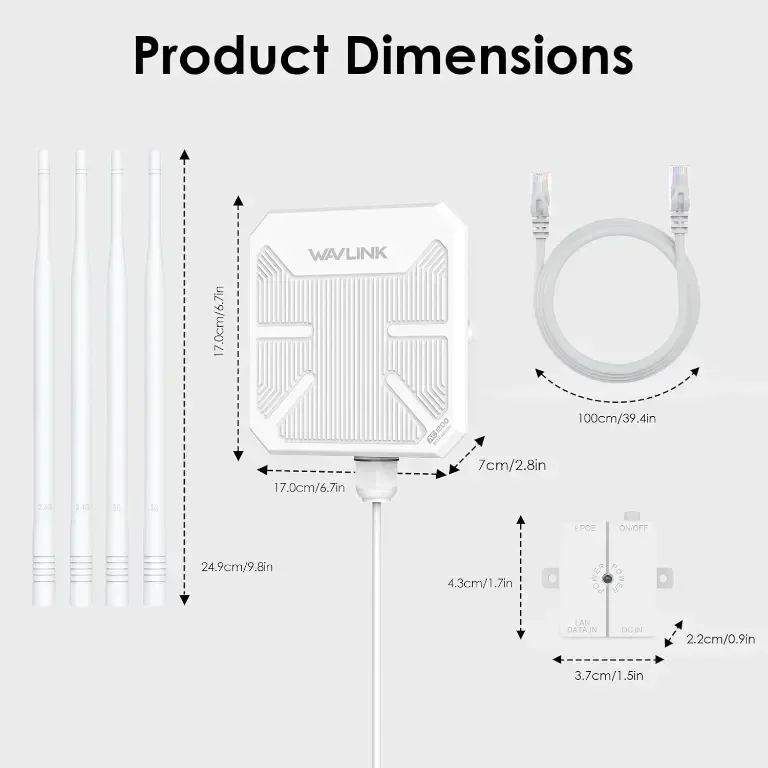 WAVLINK WiFi5 Външна безжична точка за достъп,AC1200 4x7dBi антени,PoE — снимка 8