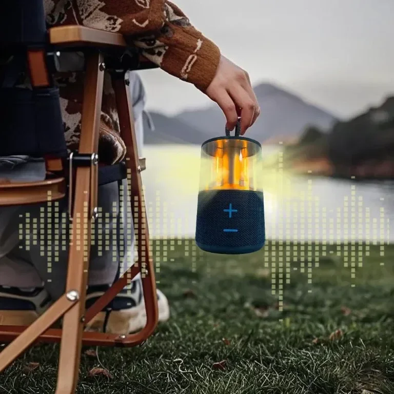Преносим акумулаторен LED къмпинг фенер с Bluetooth високоговорител, винтидж — снимка 6