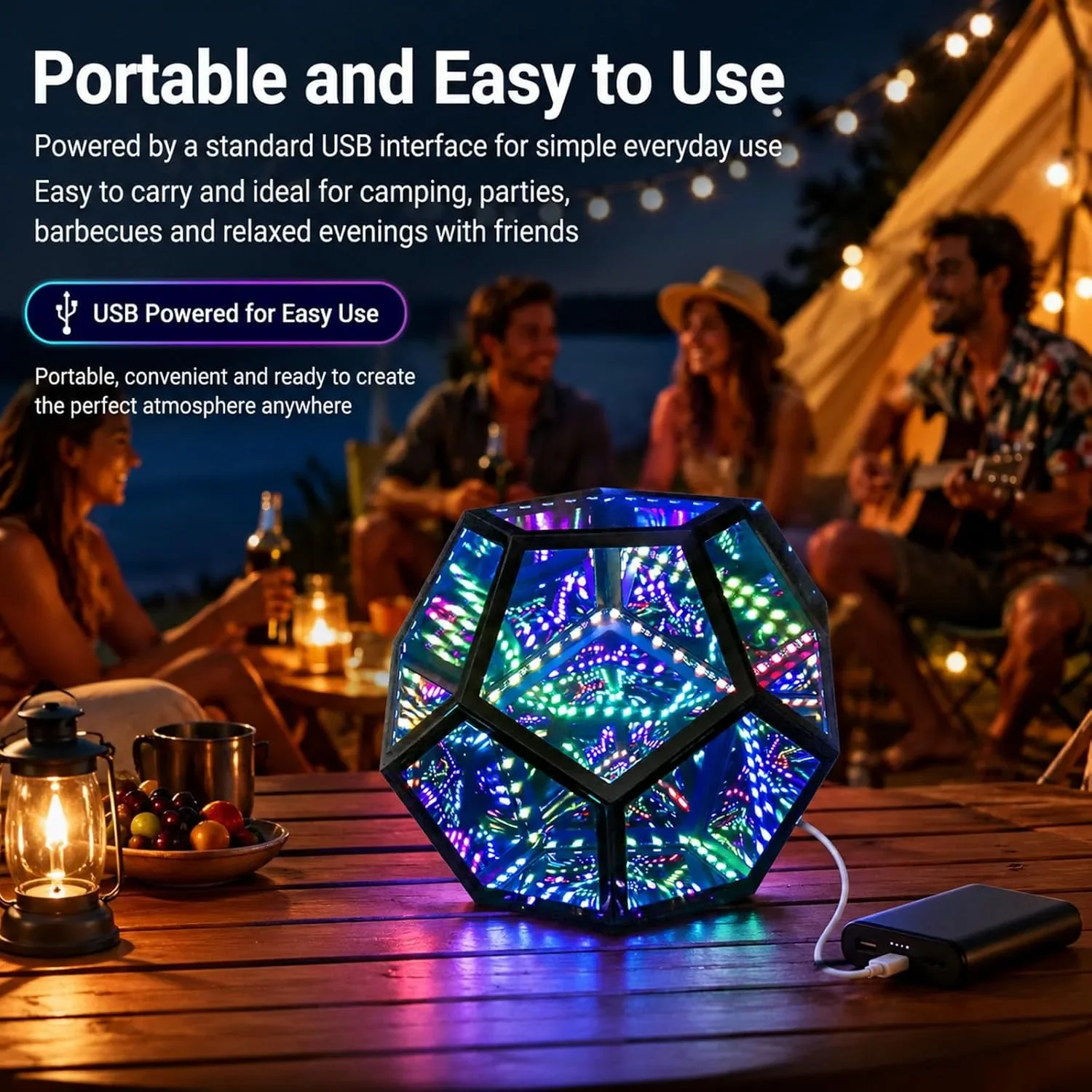 RGBW Infinity Mirror LED лампа с дистанционно и APP контрол (умно осветление) — снимка 4