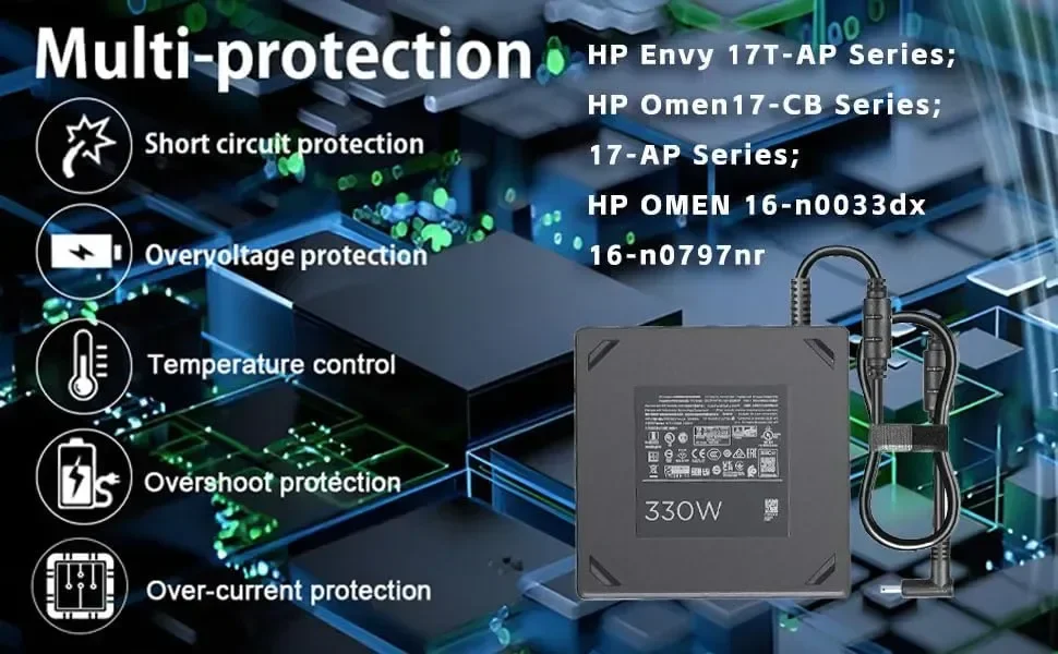 330W интелигентен променливотоков захранващ адаптер, съвместим с геймърски лаптоп HP OMEN — снимка 9