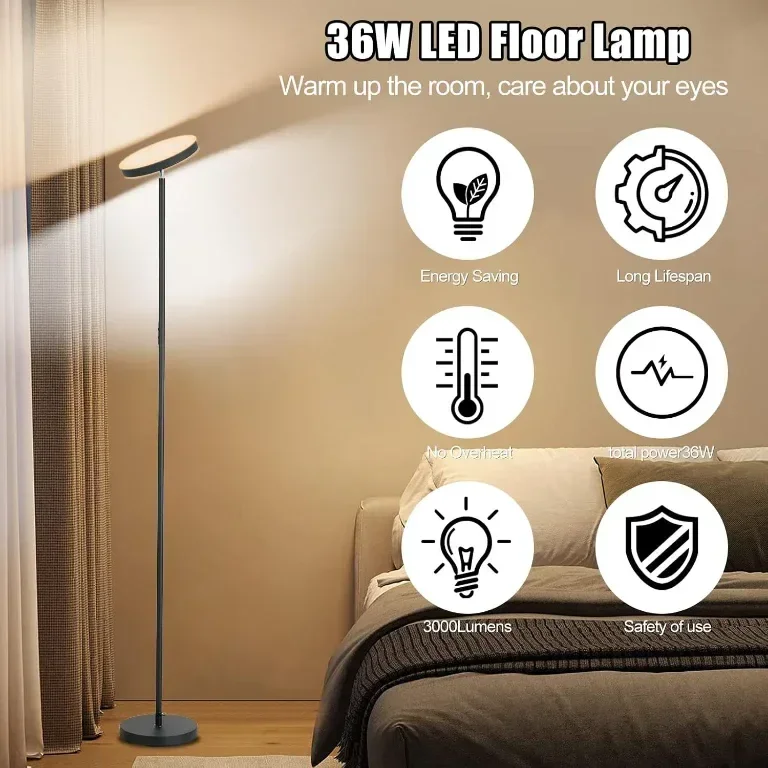 LED подова лампа YOPSTAR, 36W/3600LM, модерна висока стояща лампа, дистанционно — снимка 3