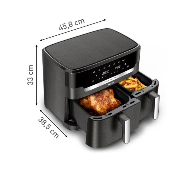 Уред за здравословно готвене, Tefal EY942HE0 Xxl Dual Easy Fry Coal Eu — снимка 2