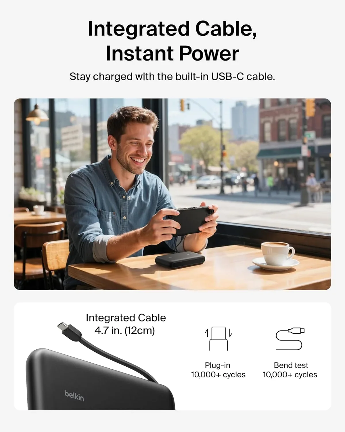 Belkin външна батерия Power Bank 20000 mAh, USB-C, до 30W за Nintendo Switch 2 — снимка 5