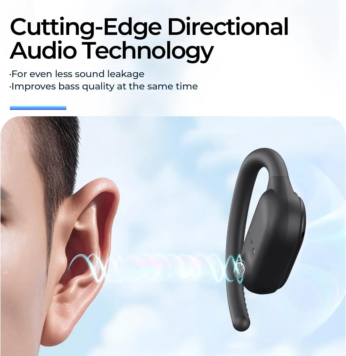 Havit OWS915 Open-Ear безжични Bluetooth слушалки с IPX5, 64ч живот на батерията и калъф за зареждане — снимка 4