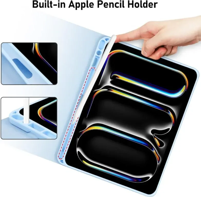 tititinita Калъф с клавиатура за iPad Pro 11 инча 2024 (M4), с подвижна Bluetooth клавиатура, син — снимка 6