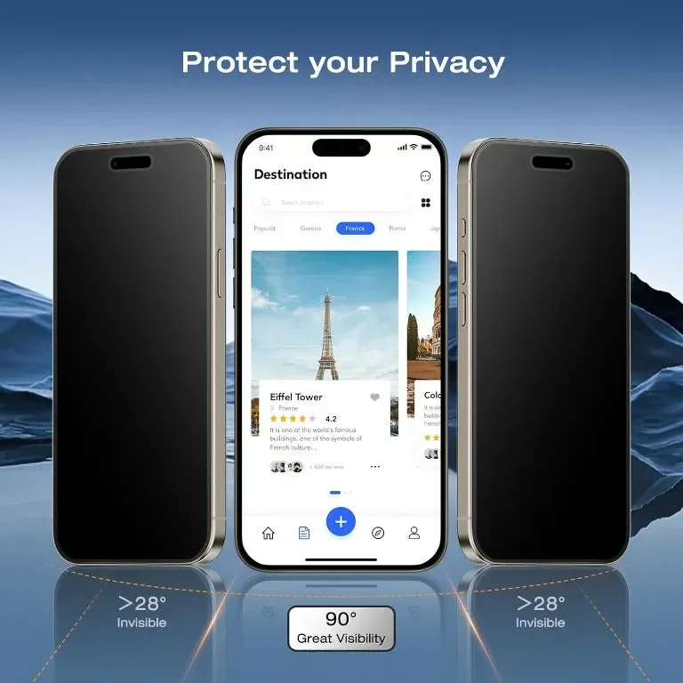 Flexklearglass®Подвижен и многократно използваем протектор за поверителност за iPhone 15 pro max — снимка 5