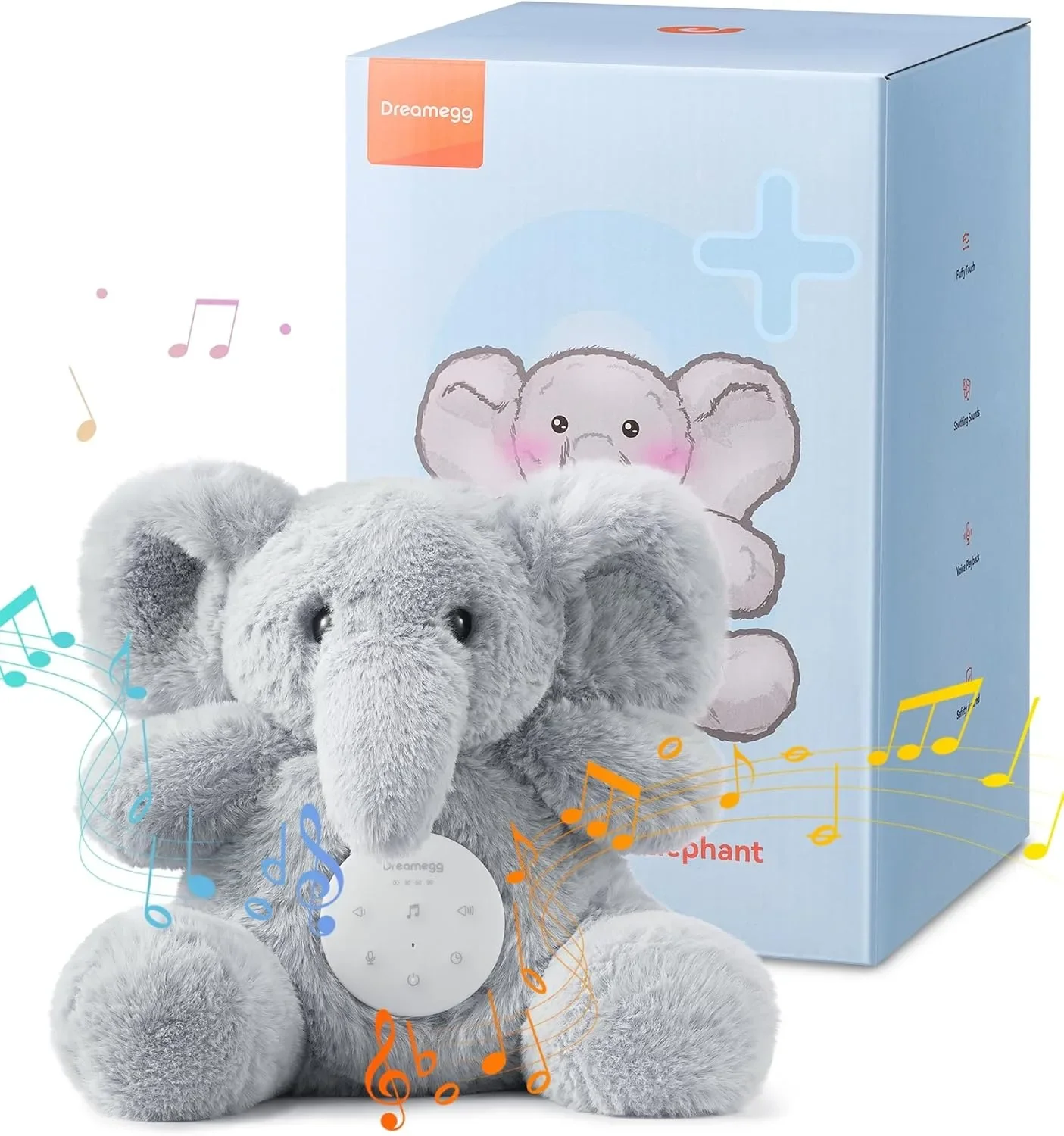 Dreamegg „Snuggle Elephant“ бебешка машина за бял шум и звуци със запис на глас