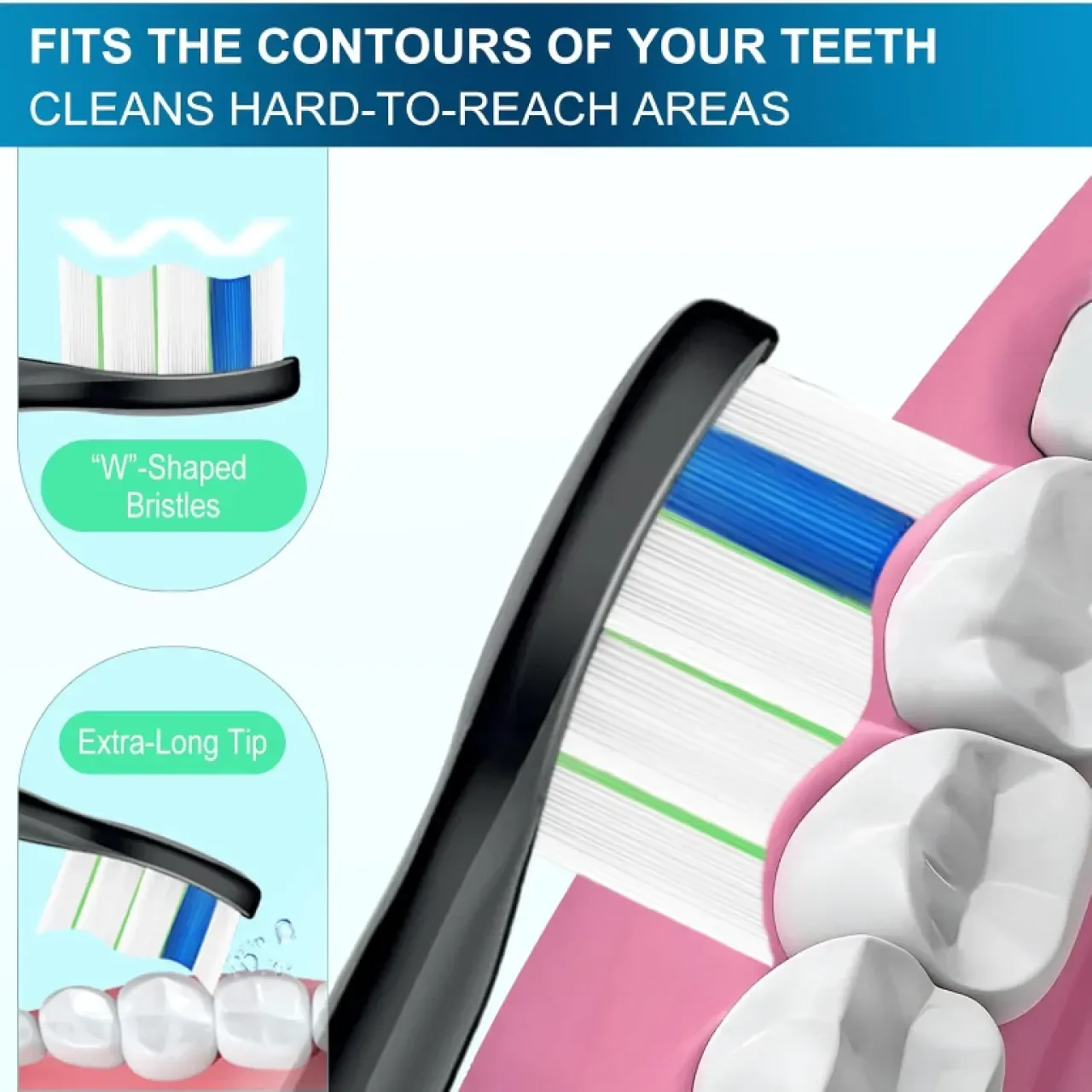 Резервни глави за четка Philips Sonicare, 8 избелващи + 8 прецизно почистващи, черни — снимка 3