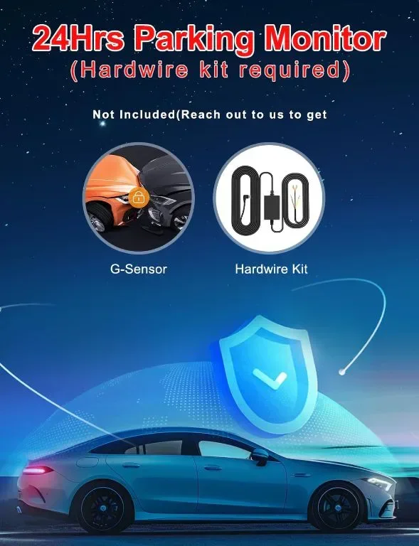 Предна и задна камера за управление 4K+1080P, WiFi, 64GB SD карта, с нощно виждане, G-сензор — снимка 6