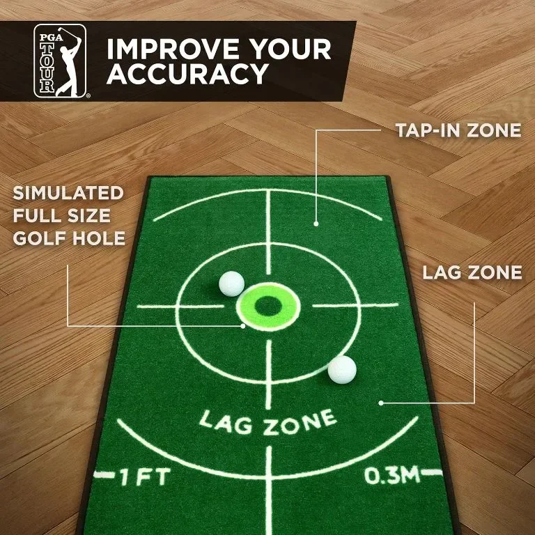 PGA Tour 8ft Deluxe Golf Putting Mat за голф, с насоки за обучение — снимка 4