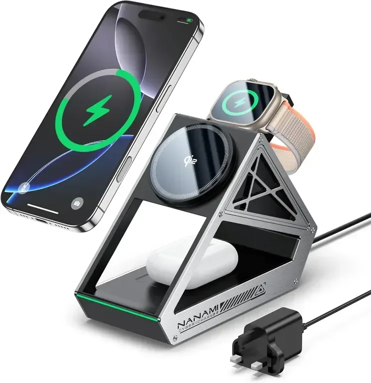 NANAMI Безжично зарядно устройство 3 в 1 за iPhone, iWatch, AirPods