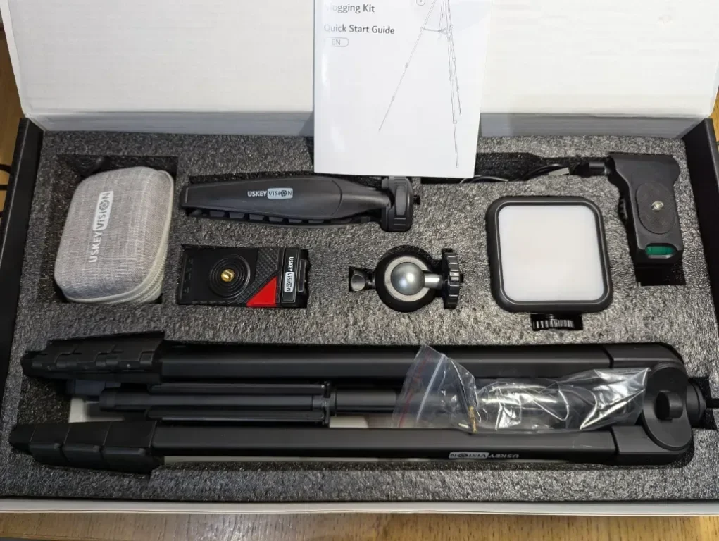 USKEYVISION комплект за Vlogging, безжичен петличен микрофон, 150 см — снимка 8