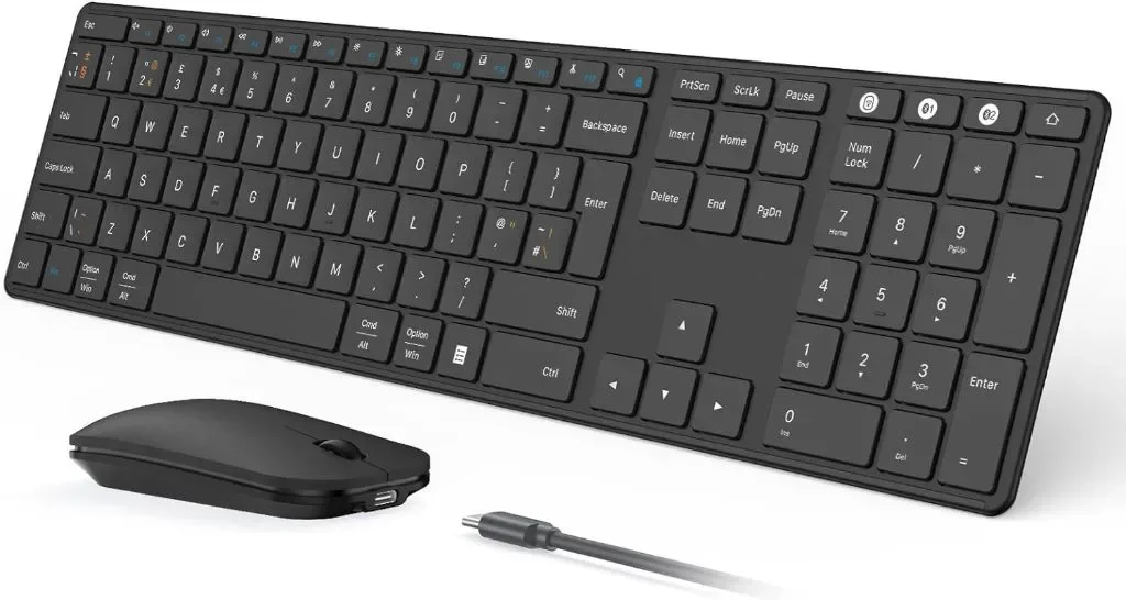seenda Комплект акумулаторна безжична Bluetooth клавиатура и мишка, ултратънка