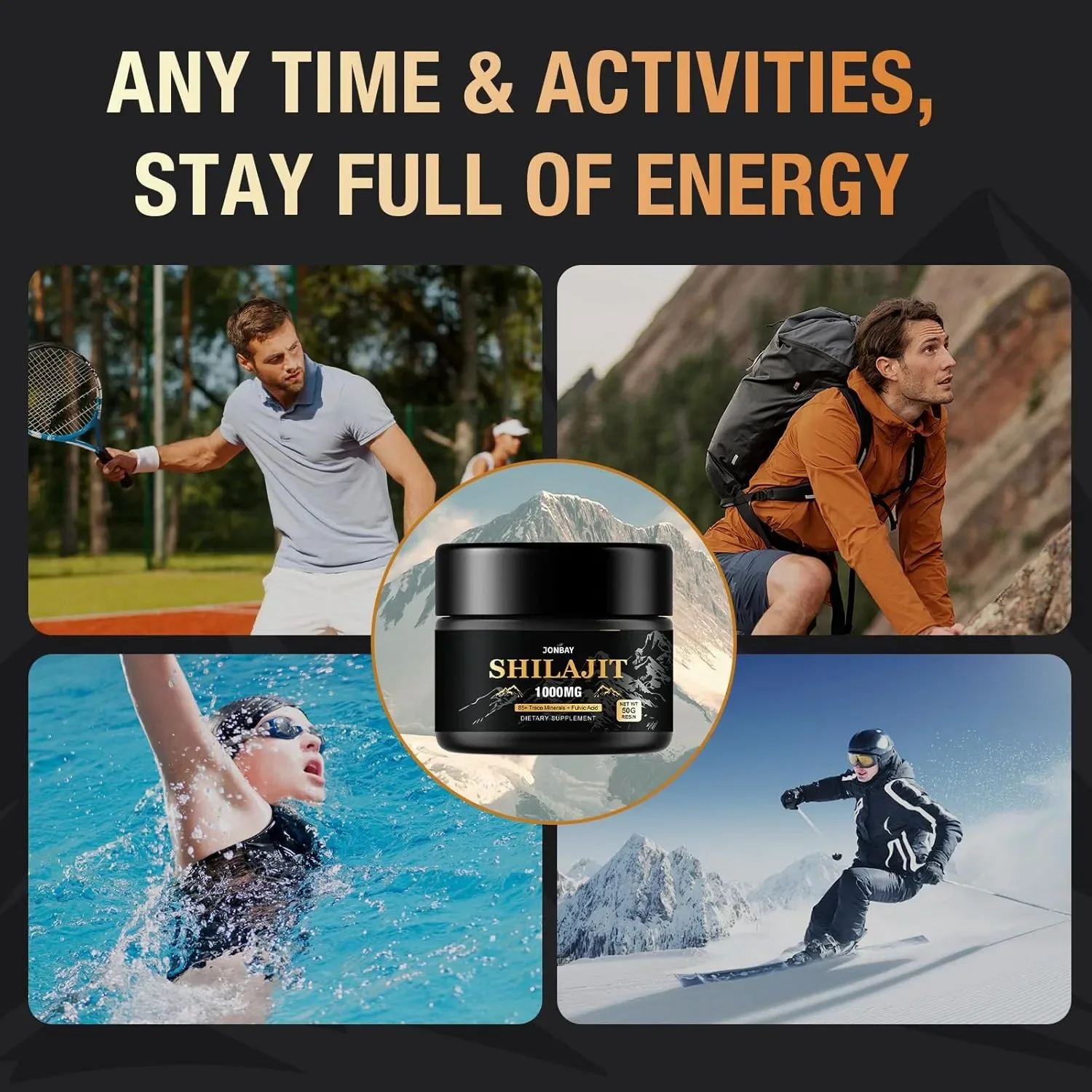 Шиладжит (Shilajit) JONBAY 1000 mg, 50 g – хранителна добавка — снимка 4