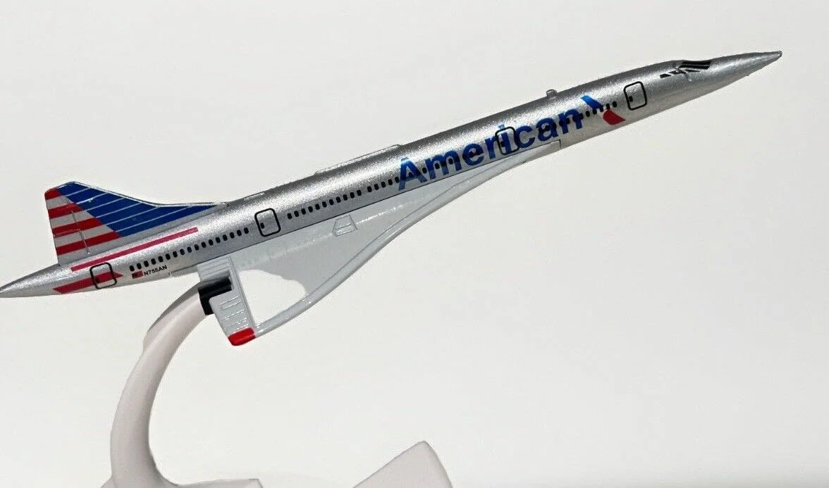 Конкорд самолет модел макет метален American полет небе класа Concorde — снимка 4