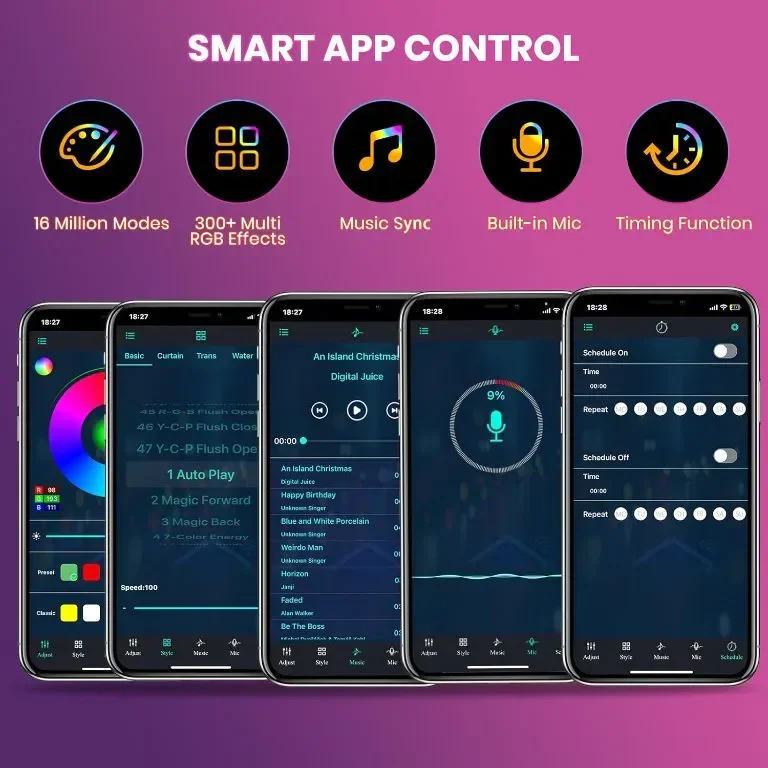 Lastar LED подова лампа, RGB с APP/Remote/Music Sync/48+ режима, бяла — снимка 2