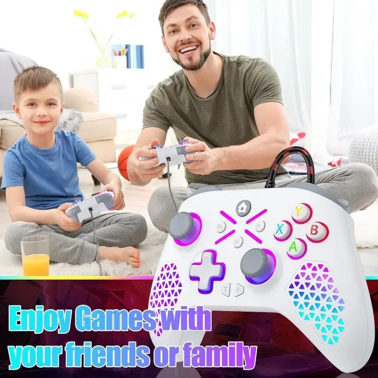 Gamrombo кабелен контролер за компютър с RGB, вибрация, програмиране, турбо 3,5 мм аудио — снимка 6