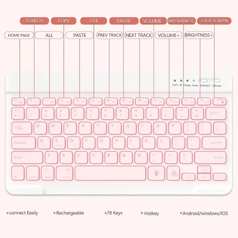 Калъф с клавиатура BQSS за iPad Pro 13 инча M4 2024 A3007 A2925 A2926, 7 цвята подсветка — снимка 6