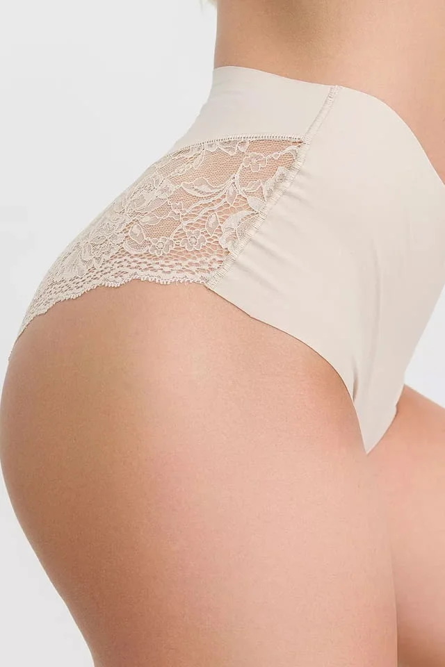 Jadea S, M, L, XL черни, бежови италиански дълбоки памучни безшевни бикини с дантела безшевно бельо — снимка 6