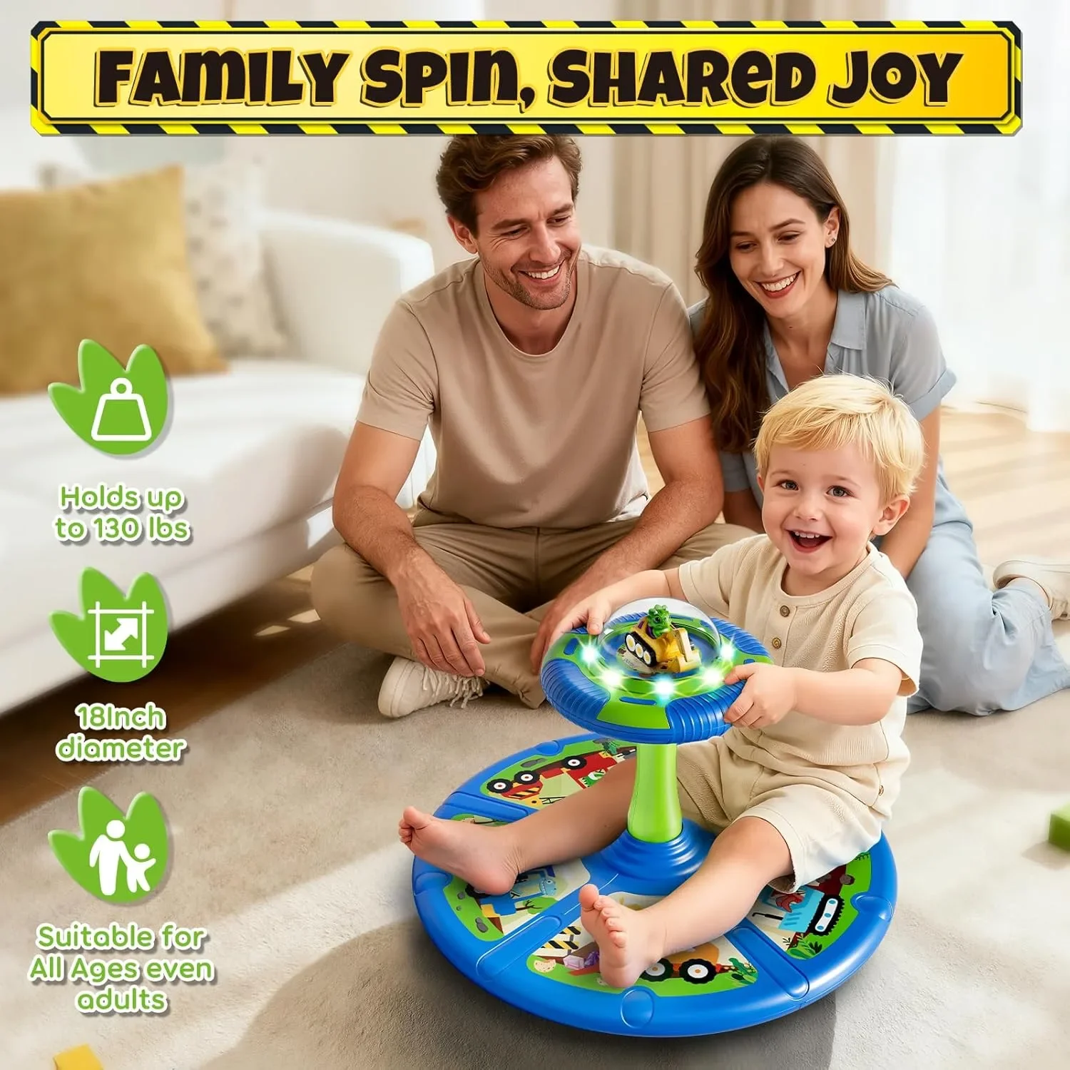 Lehoo Castle играчка за сядане и въртене с динозавърска тематика (360° Spin) със светлини — снимка 7