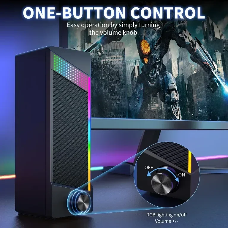 Компютърни високоговорители EnjoyNest, RGB високоговорители, USB захранване, 3,5 mm Aux — снимка 5