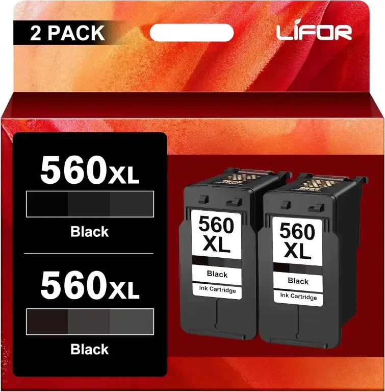 LIFOR PG-560 XL 560XL черни касети с мастило, за Canon (2 черни)