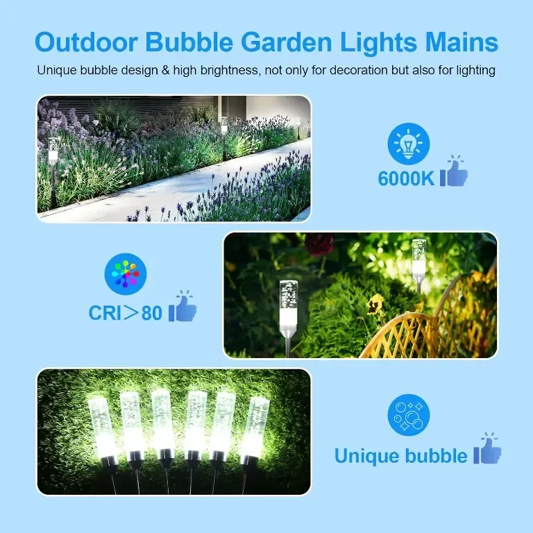 ECOWHO Градински LED лампи с шипове, 12V, IP65, студено бяло 6000K, 6 броя — снимка 3