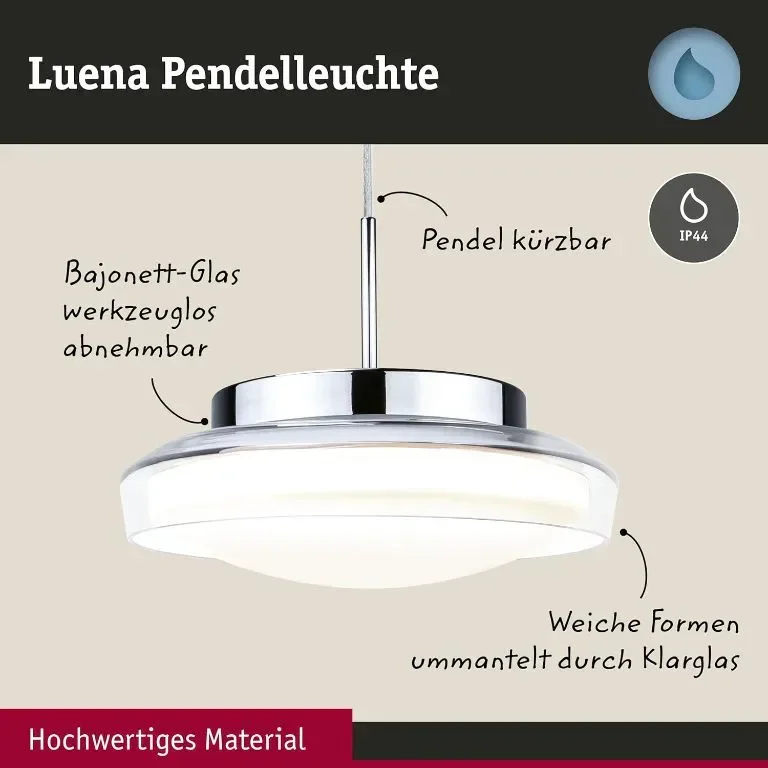 Paulmann 71080 LED Висящо осветително тяло за баня, IP44, 11,5W, Хром — снимка 2