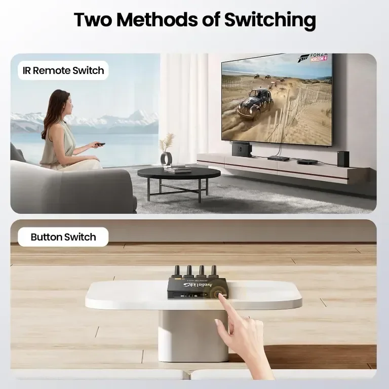 avedio links 3 порта HDMI превключвател 3 входа - 1 изход 8K@60Hz 4K@120Hz, с дистанционно — снимка 4