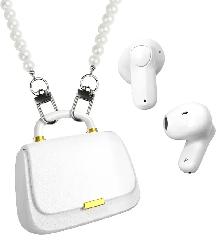 ANCwear безжични слушалки Bluetooth стилен дизайн на дамска чанта,бели
